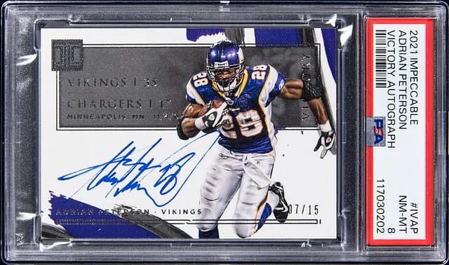 2021 Panini Impeccable Adrian Peterson Victory Autograph #IV-AP card image