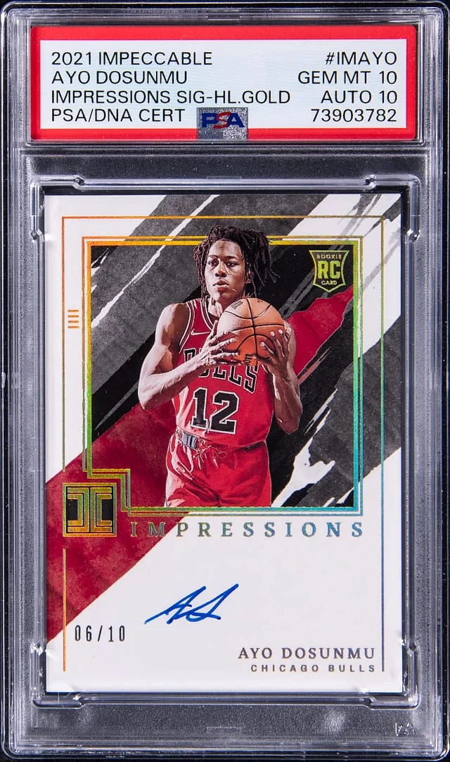 2021 Panini Impeccable Ayo Dosunmu Impressions Signatures Holo Gold #IMAYO card image