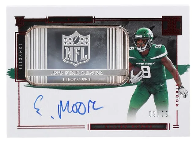 2021 Panini Impeccable Elijah Moore Troy Ounce Autograph Red #121 card image