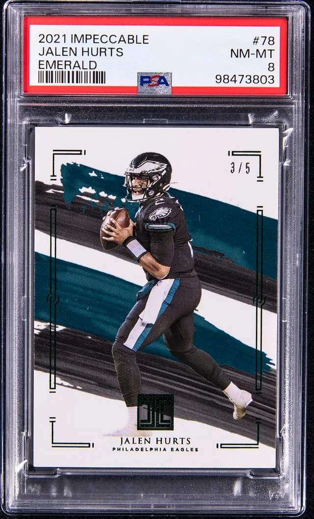 2021 Panini Impeccable Jalen Hurts Emerald #78 card image
