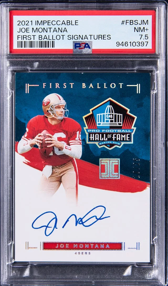 2021 Panini Impeccable Joe Montana First Ballot Signatures #FBSJM card image