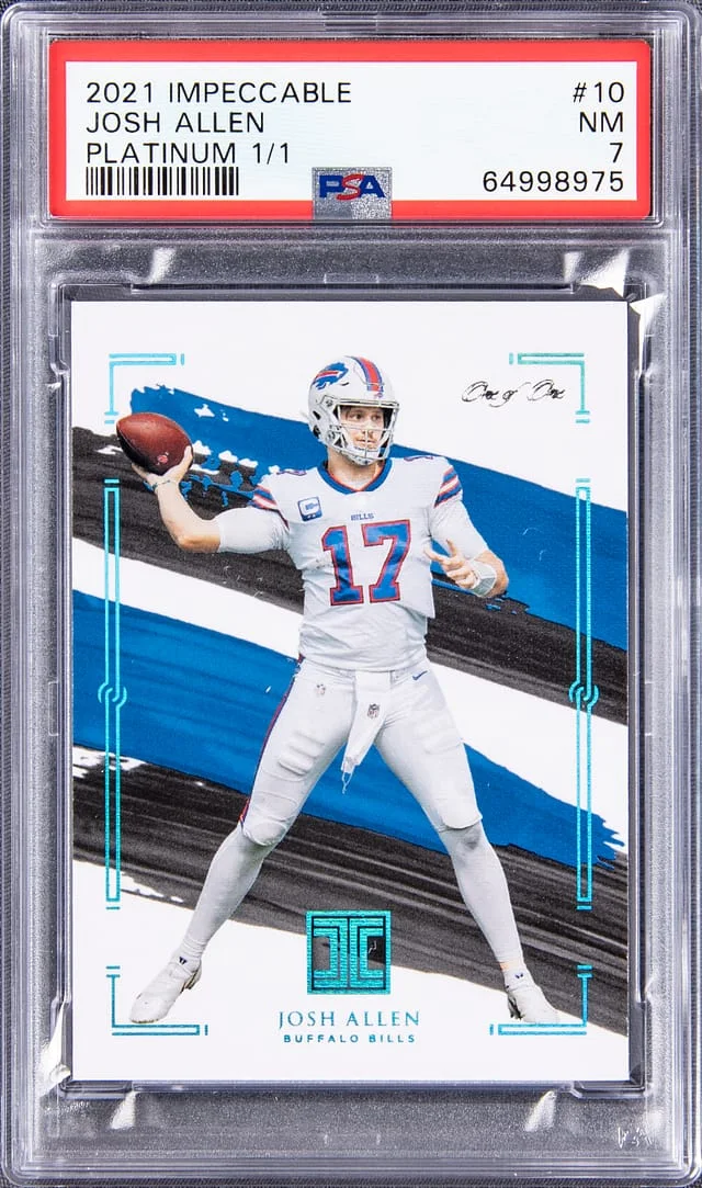2021 Panini Impeccable Josh Allen Platinum #10 card image