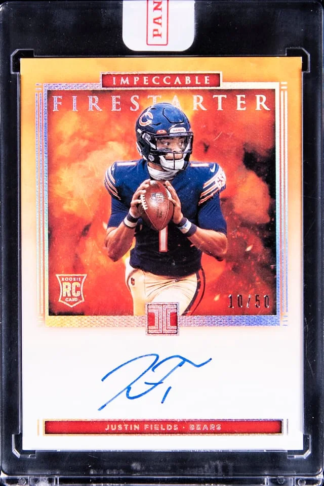 2021 Panini Impeccable Justin Fields Firestarter #FS-JF card image