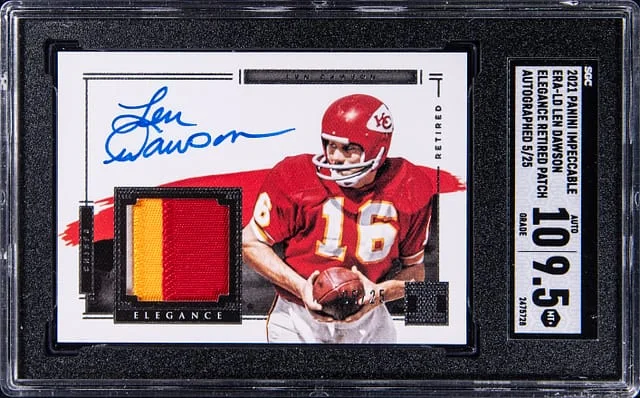 2021 Panini Impeccable Len Dawson Elegance Retired Patch Autographed #ERA-LD card image