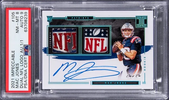 2021 Panini Impeccable Mac Jones Elegance #105 card image