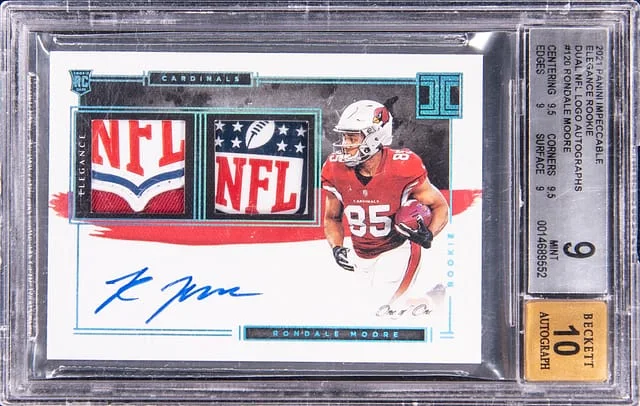 2021 Panini Impeccable Rondale Moore Elegance Dual NFL Logo Autographs #120 card image