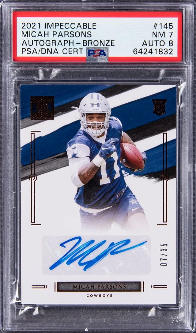 2021 Panini Impeccable Signed Bronze Micah Parsons #145 card image