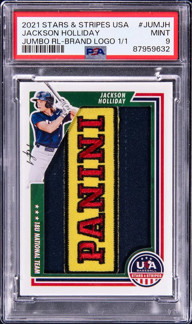 2021 Panini Jackson Holliday Stars & Stripes USA Jumbo Relic Brand Logo #JUMJH card image
