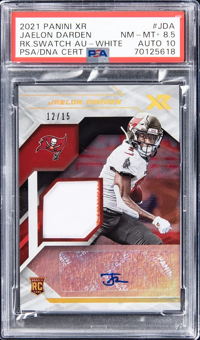 2021 Panini Jaelon Darden XR Swatch Autograph - White #JDA card image