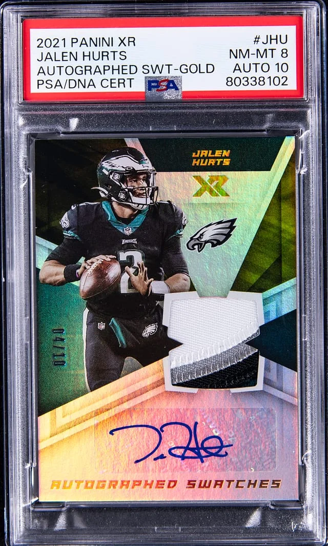 2021 Panini Jalen Hurts XR Autographed Swatches Hat 1/1 #JHU card image