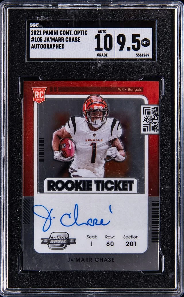2021 Panini Ja'Marr Chase Contender Optic Autographed #105 card image