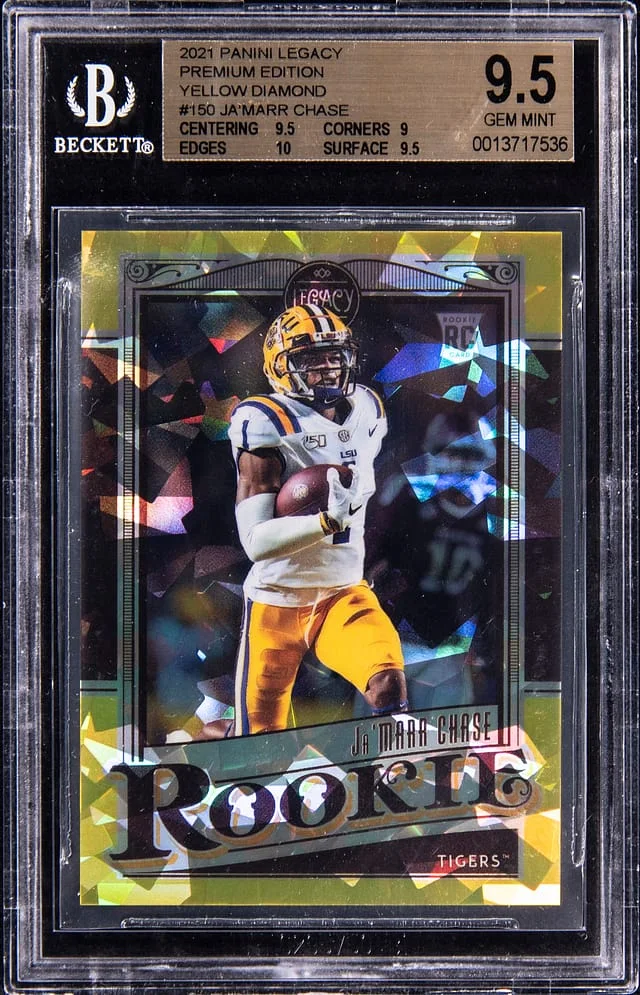 2021 Panini Ja'Marr Chase Legacy Premium Edition Yellow Diamond #150 card image