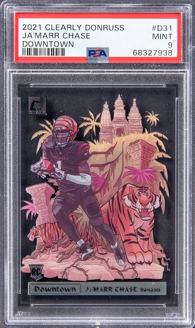 2021 Panini Ja'Marr Chase Clearly Donruss Downtown #D-31 card image