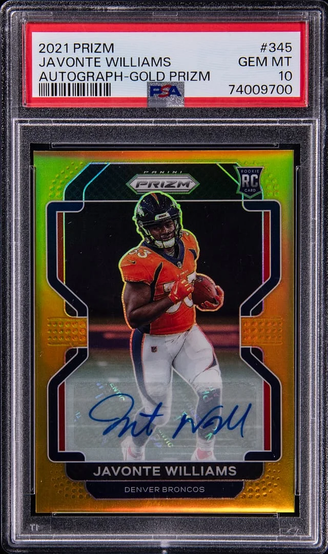 2021 Panini Javonte Williams Gold Prizm #345 card image