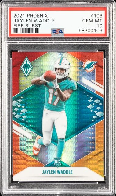 2021 Panini Jaylen Waddle Phoenix Fire Burst #106 card image