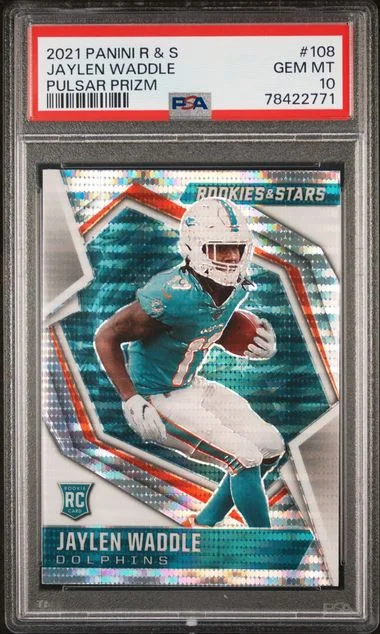 2021 Panini Jaylen Waddle Rookies & Stars Pulsar Prizm #108 card image