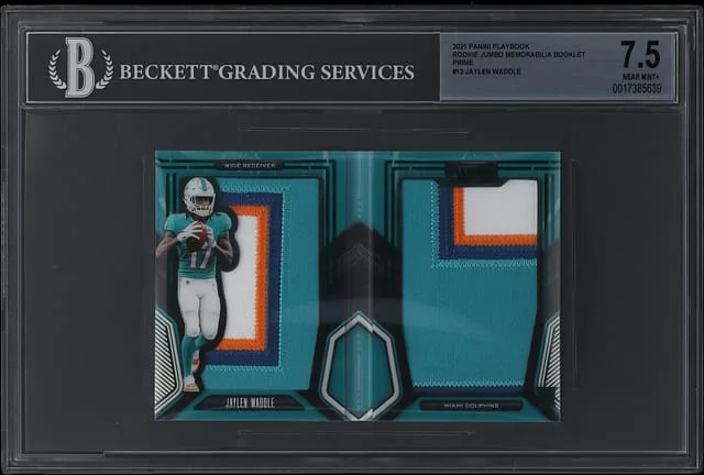 2021 Panini Jaylen Waddle Playbook Jumbo Memorabilia Booklet Prime #RJM-JWA card image