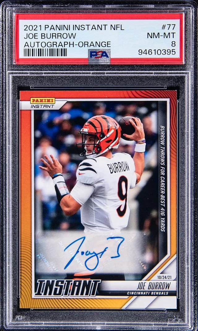 2021 Panini Joe Burrow Instant Autograph Orange #77 card image