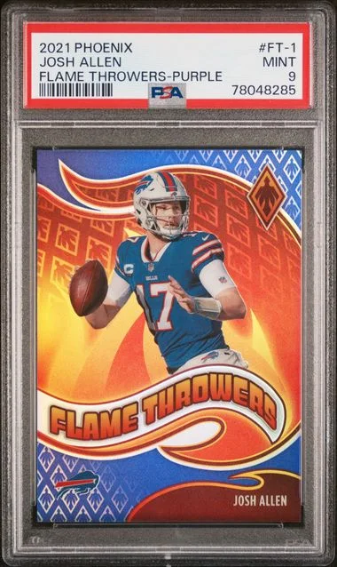 2021 Panini Josh Allen Phoenix Flame Throwers Purple #FT-1 card image