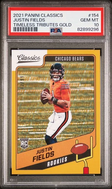 2021 Panini Justin Fields Classics Timeless Tributes Gold #154 card image