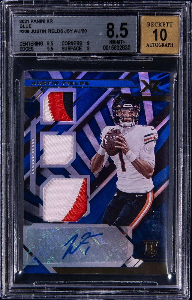 2021 Panini Justin Fields XR Blue #208 card image