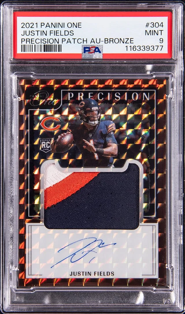 2021 Panini Justin Fields One Precision Patch Autographs Bronze #304 card image