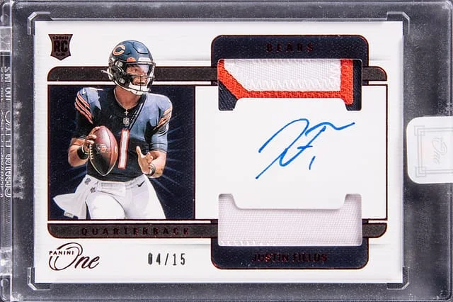 2021 Panini Justin Fields One Dual Patch Autographs Red #34 card image