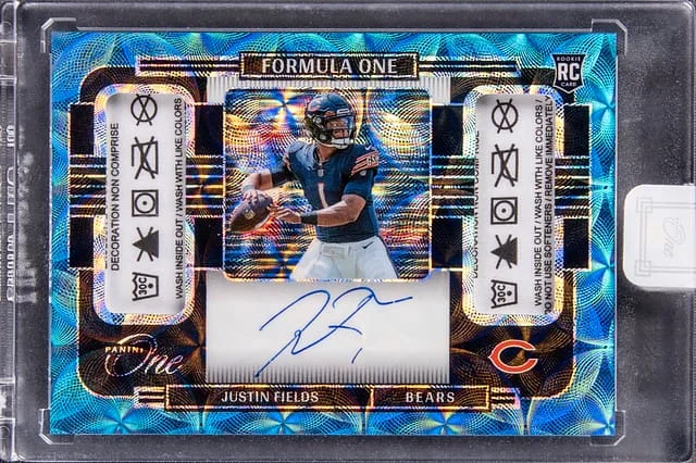 2021 Panini Justin Fields One Formula One Autographs Platinum #374 card image