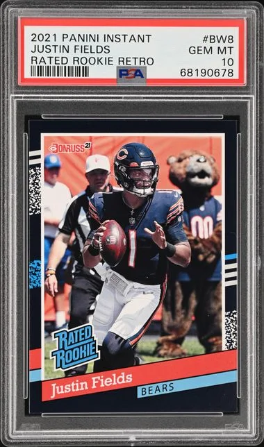 2021 Panini Justin Fields Instant Rated Retro #BW8 card image