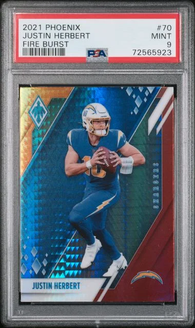 2021 Panini Justin Herbert Phoenix Fire Burst #70 card image