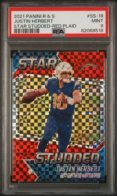 2021 Panini Justin Herbert Rookies & Stars Star Studded Red Plaid #SS-18 card image