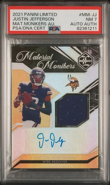 2021 Panini Justin Jefferson Limited Material Monikers Autographs #MM-JJ card image