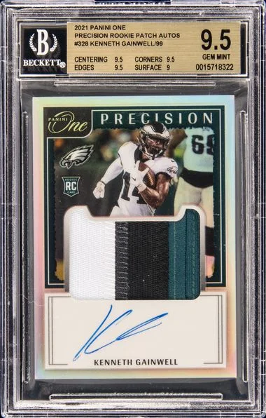 2021 Panini Kenneth Gainwell One Precision Patch Autographs #328 card image