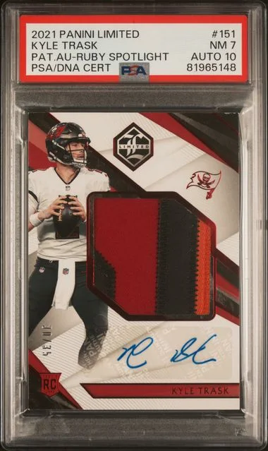 2021 Panini Kyle Trask Limited Patch Autograph-Ruby Spotlight #151 card image