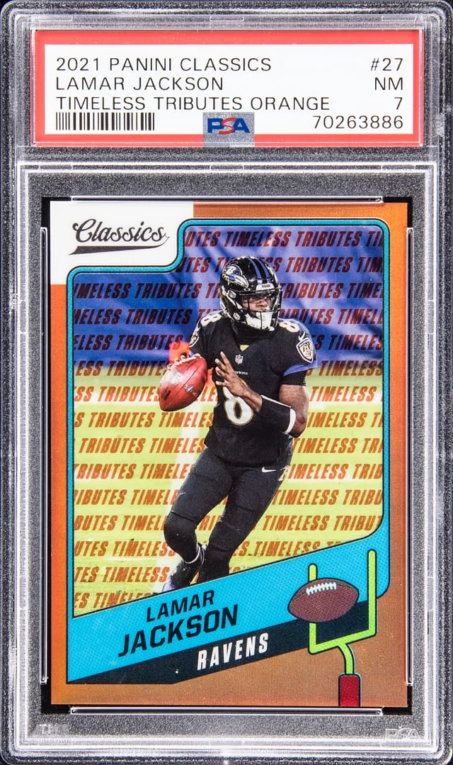 2021 Panini Lamar Jackson Classics Timeless Tributes Orange #27 card image