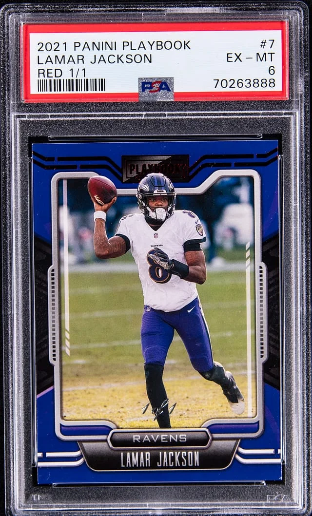 2021 Panini Lamar Jackson Playbook Red #7 card image