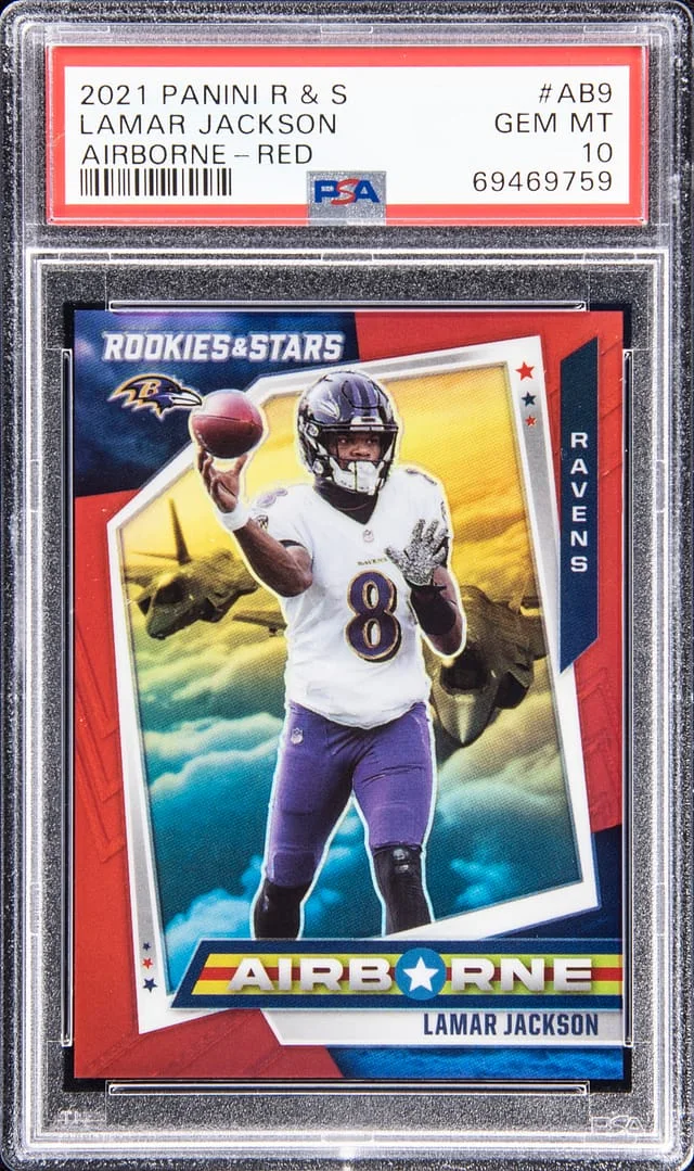 2021 Panini Lamar Jackson Rookies & Stars Airborne Red Prizm #AB9 card image