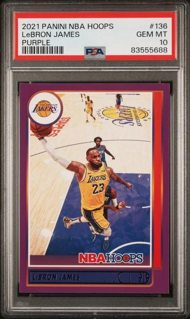 2021 Panini LeBron James NBA Hoops Purple #136 card image