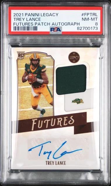 2021 Panini Legacy Futures Patch Autographs Fptrl Trey lance Singed #no-number card image
