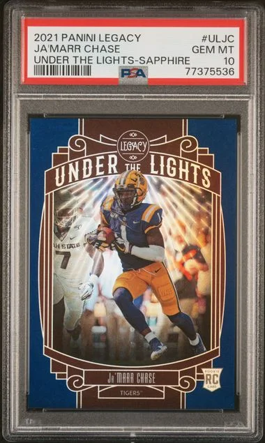 2021 Panini Legacy Under The Lights Sapphire Uljc Ja'Marr Chase #no-number card image