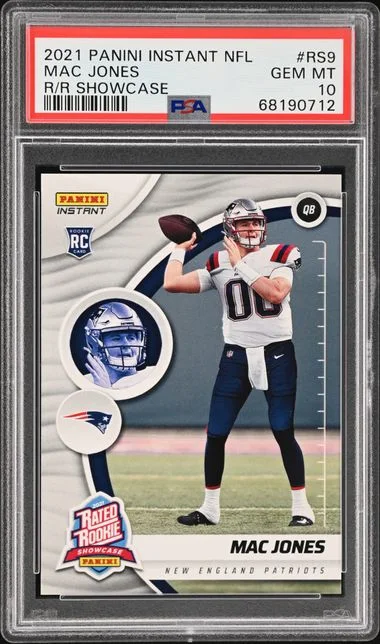 2021 Panini Mac Jones (/1732) Instant NFL Rated Showcase #RS9 card image