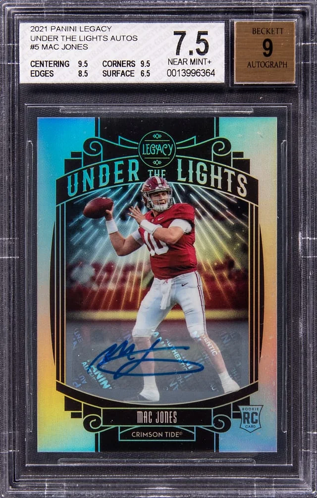2021 Panini Mac Jones Legacy Under The Lights Autographs #5 card image