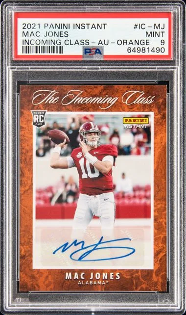 2021 Panini Mac Jones Instant The Incoming Class Autograph-Orange #IC-MJ card image