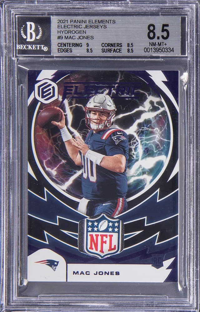 2021 Panini Mac Jones NFL Shield Elements Electric Jerseys Hydrogen #ELE-MJO card image