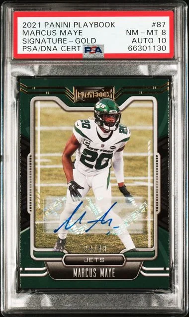 2021 Panini Marcus Maye Playbook Signature Gold #87 card image