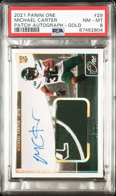 2021 Panini Michael Carter One Patch Autograph (RPA) Gold #29 card image