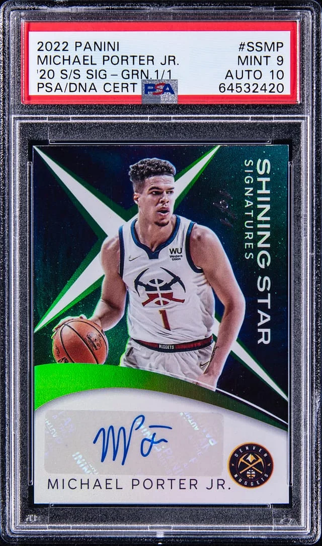 2021 Panini Michael Porter Jr. (#44927) Shining Star Signatures Green 1/1 #SSMP card image