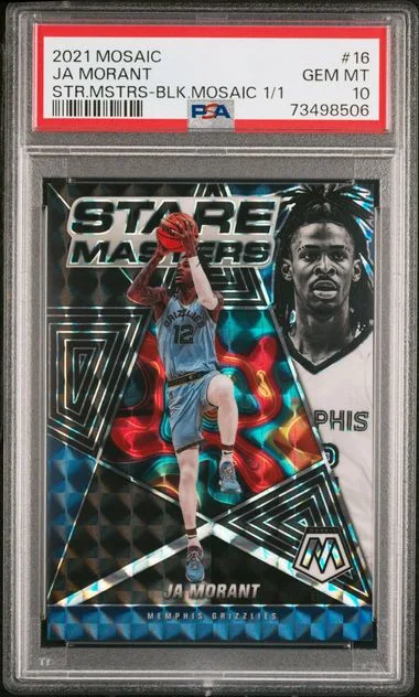 2021 Panini Mosaic 16 Ja Morant Stare Masters Black Mosaic #1/1 card image