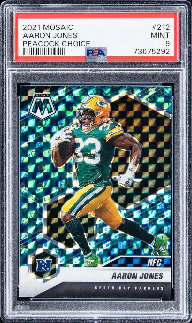 2021 Panini Mosaic Aaron Jones Peacock Choice #212 card image