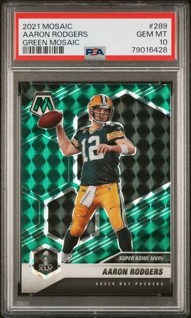 2021 Panini Mosaic Aaron Rodgers Green Mosaic #289 card image
